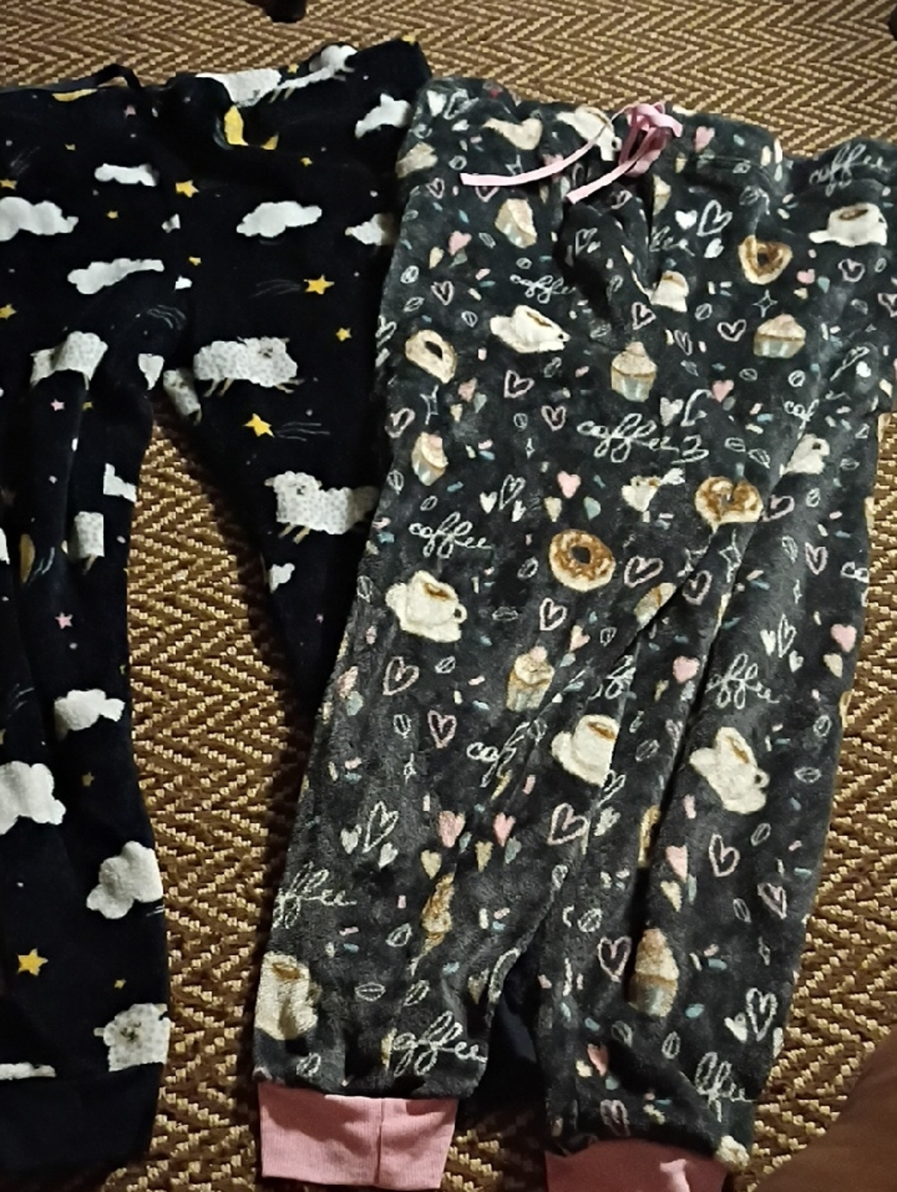 Secrets Treasures Women's Cozy Coffee & Clouds Fleece Pajama Pants - Gray/Pink